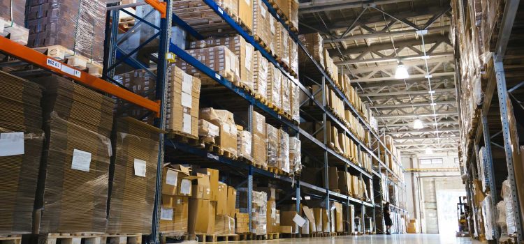 Warehouse shelves tracked using a 3pl warehouse management system.