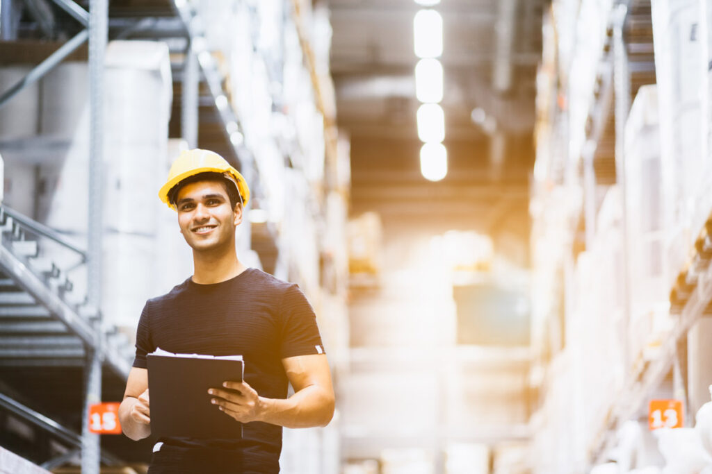 Warehouse manager checking inventory